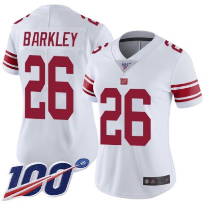 Nike New York Giants #26 Saquon Barkley White Women's Stitched NFL 100th Season Vapor Limited Jersey